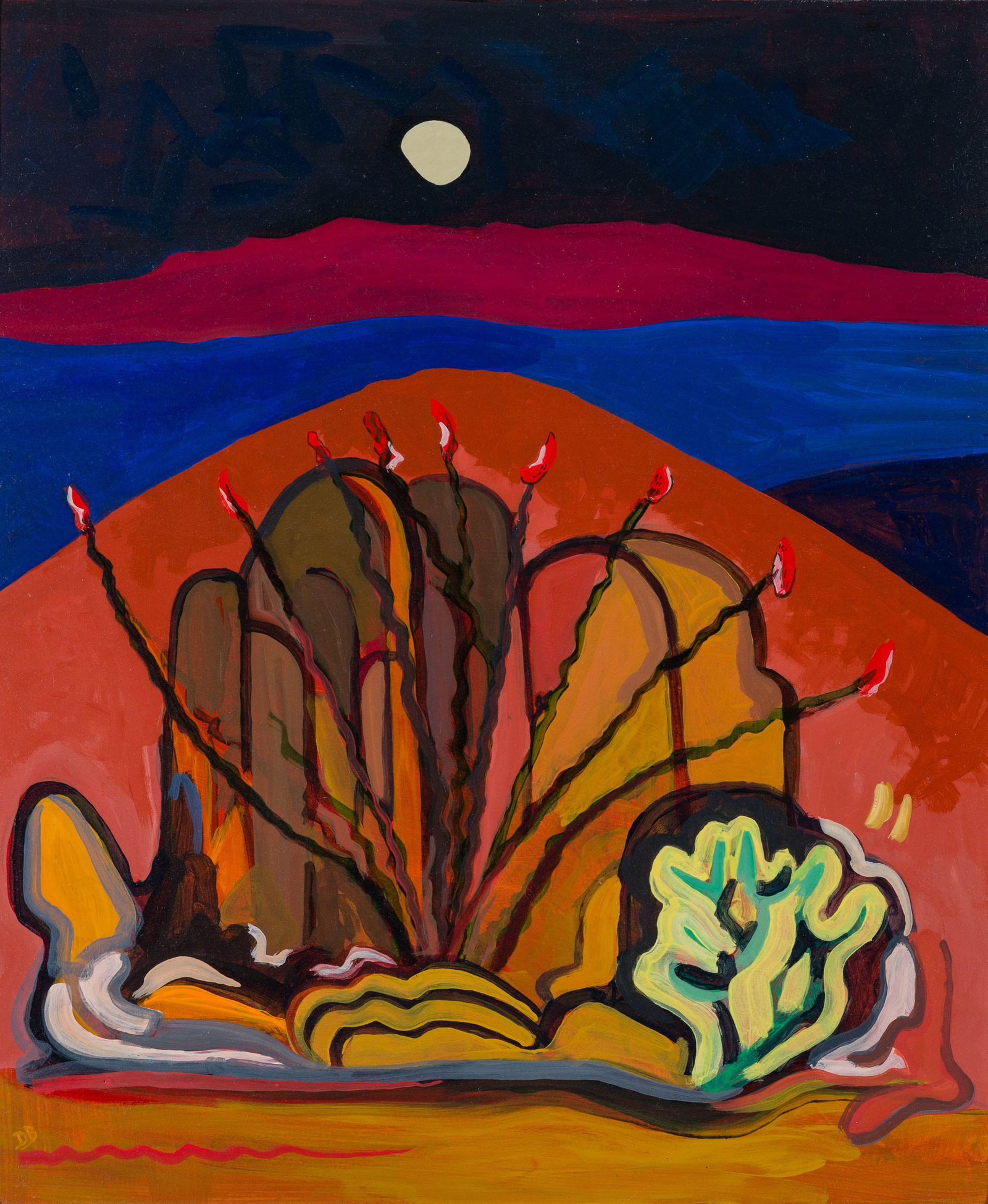 David Barbero Ocatillo, 1987: David Barbero (American, 1938-1999) Ocatillo, 1987 Acrylic on board 24 x 20 (in) 32.5 x 28.5 x 2 (in) framed Initialed DB, lower left $3,000 - $5,000 Signed, dated, and titled, verso.