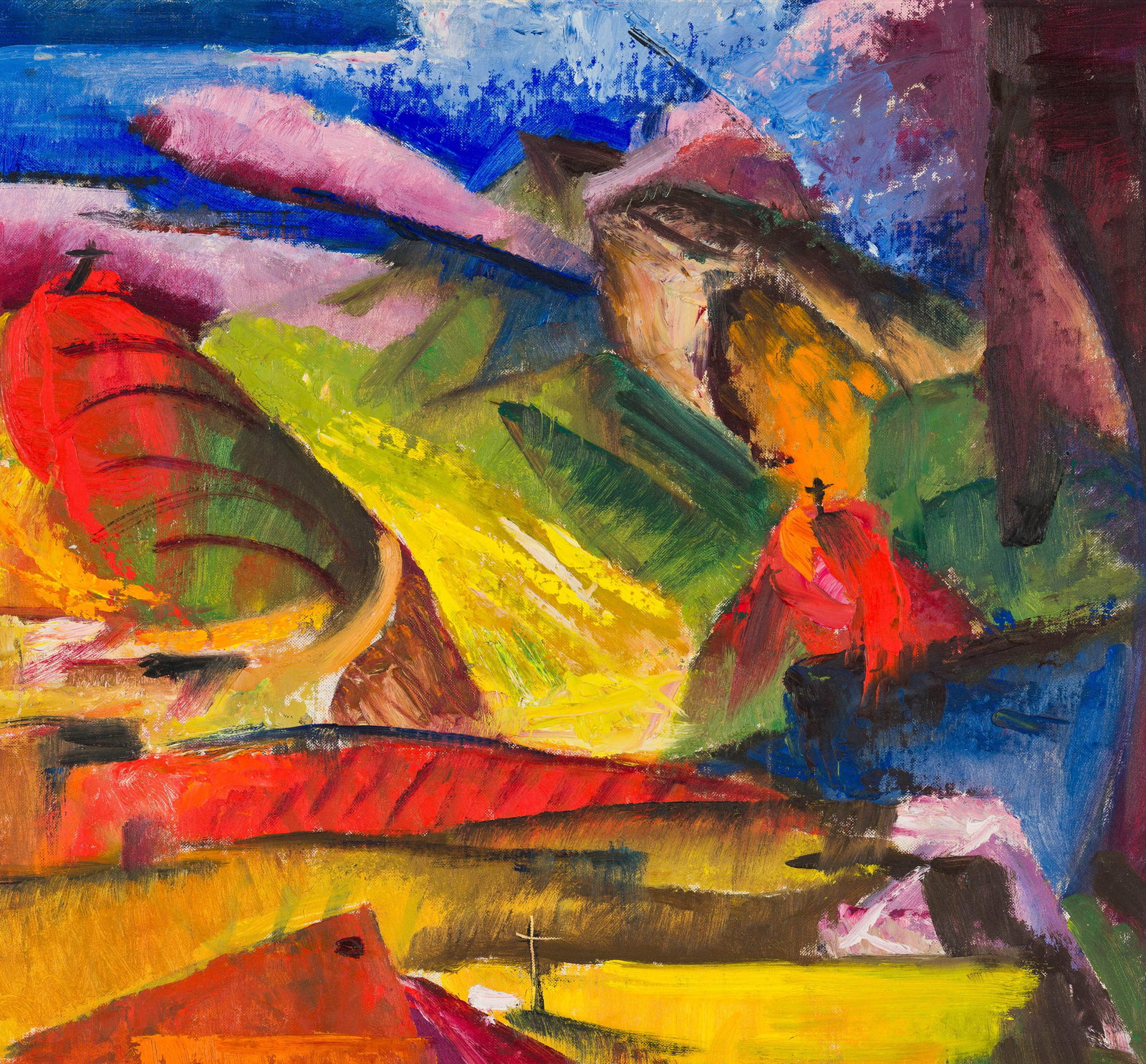 Beulah Stevenson Valley, 1956: Beulah Stevenson (American, 1890-1965) Valley, 1956 Oil on board 20 x 23.75 (in) 21.5 x 25.5 x 2.75 (in) framed Unsigned $1,500 - $2,500 Titled and dated in pencil on label, verso.