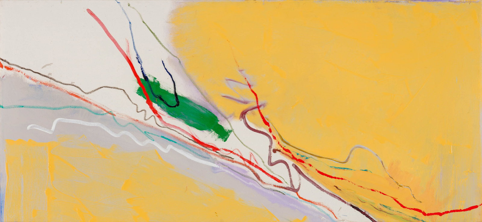 Sigrid Burton Slider, 1979: Sigrid Burton (American, b. 1951) Slider, 1979 Oil on canvas 23 x 50 (in) 26 x 53 x 1.5 (in) Framed Signed Sigrid Burton, verso Titled and dated with artist's number 379M04, verso. Janus Gallery tag, 