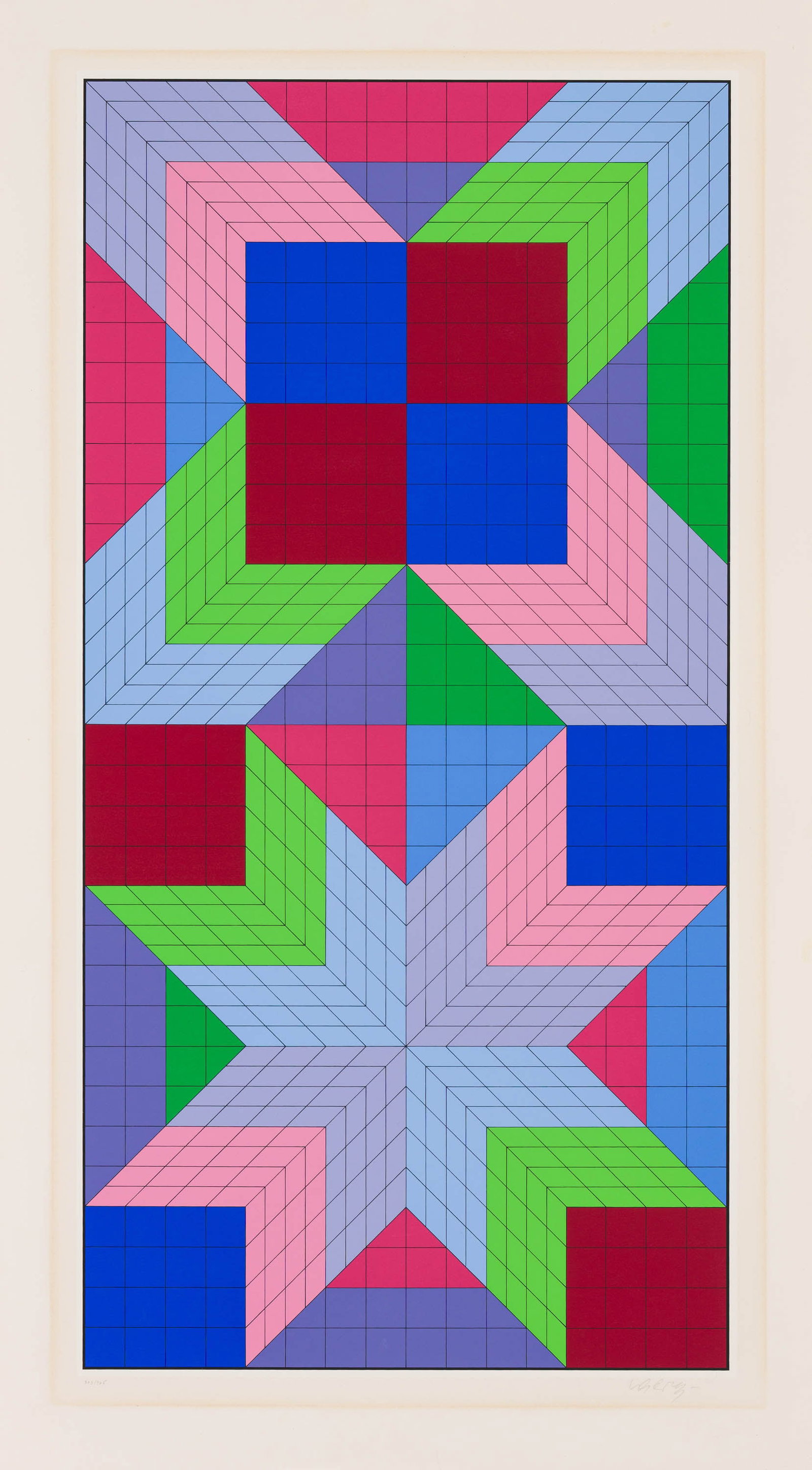 Victor Vasarely Door-MC, 1982: Victor Vasarely (French, 1906-1997) Door-MC, 1982 Serigraph on paper ed. 213 of 325 42.75 x 23.5 (in) Signed in pencil Vasarely, lower right Image measures 37.5 x 19 (in). Titled in pencil Door,
