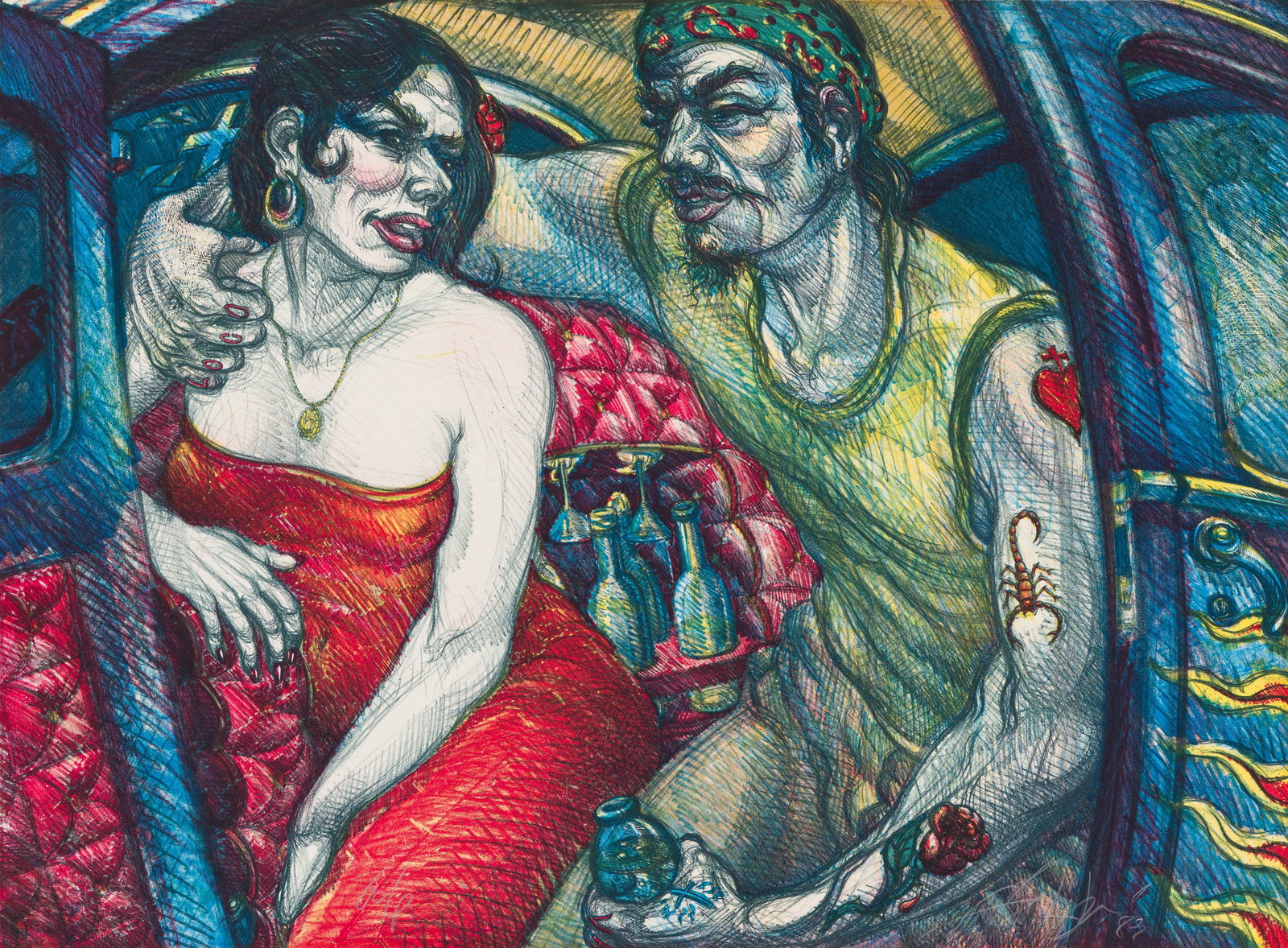 Luis Jiménez The Rose Tattoo, 1983: Luis Jiménez (American, 1940-2006) The Rose Tattoo, 1983 Lithograph with glitter on Arches paper Artist's Proof from an ed. of 100 22.5 x 30 (in) Signed and dated in pencil Luis Jiméne