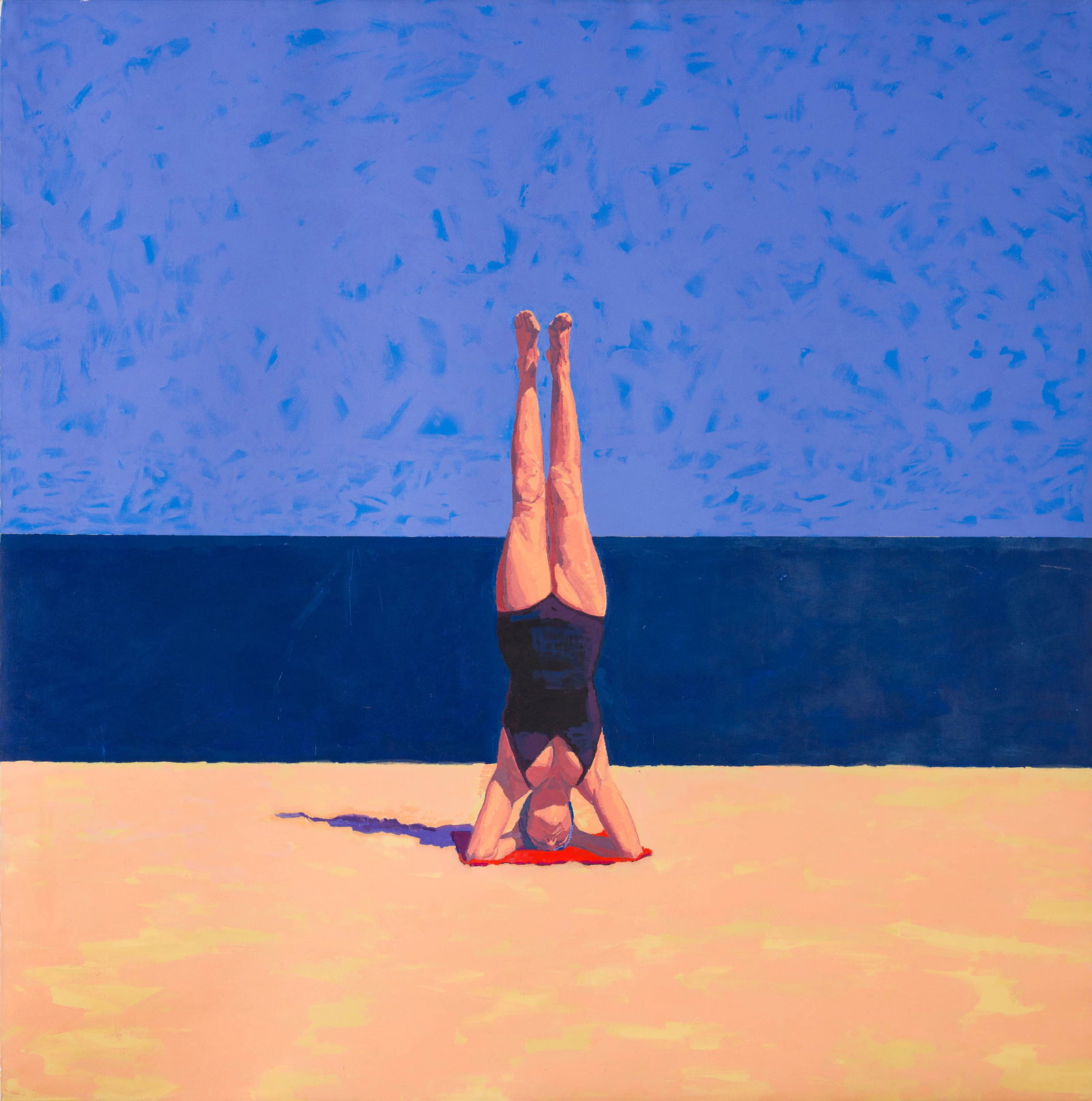 Graham Nickson Upside down Bather, 1979-82: Graham Nickson (British, 1946-2025) Upside down Bather, 1979-82 Acrylic on unstretched canvas 125 x 126 (in) Signed and dated Graham Nickson 1979-82, verso Lot includes disassembled stretcher bars. Ti