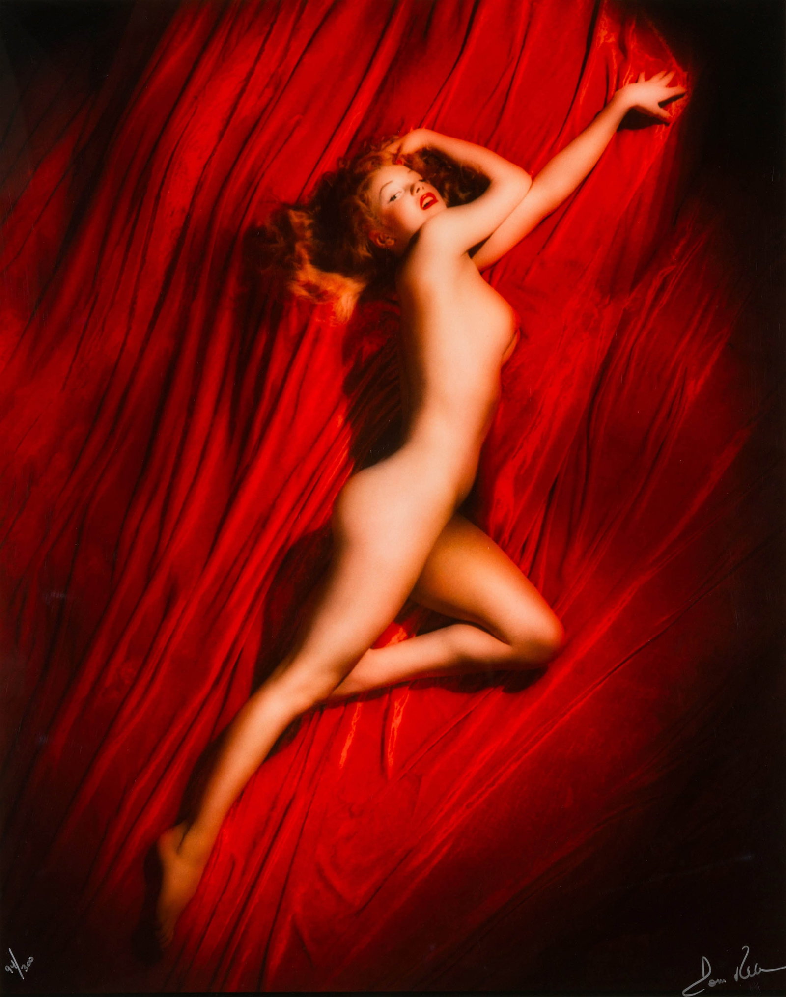 Tom Kelley, Sr. Marilyn Monroe in Pose #2 from the Famed Red Velvet Calendar Session, 1949, printed : Tom Kelley, Sr. (American, 1914-1984) Marilyn Monroe in Pose #2 from the Famed Red Velvet Calendar Session, 1949, printed 1991 Archival cibachrome print ed. 94 of 300 36.5 x 28.75 (in) 43.25 x