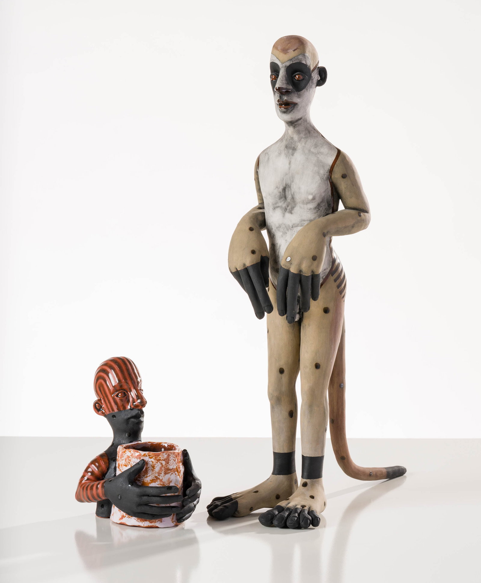 Jonathan Read (2) Standing Lemur Figure & Bust with Cup (1 of 2)