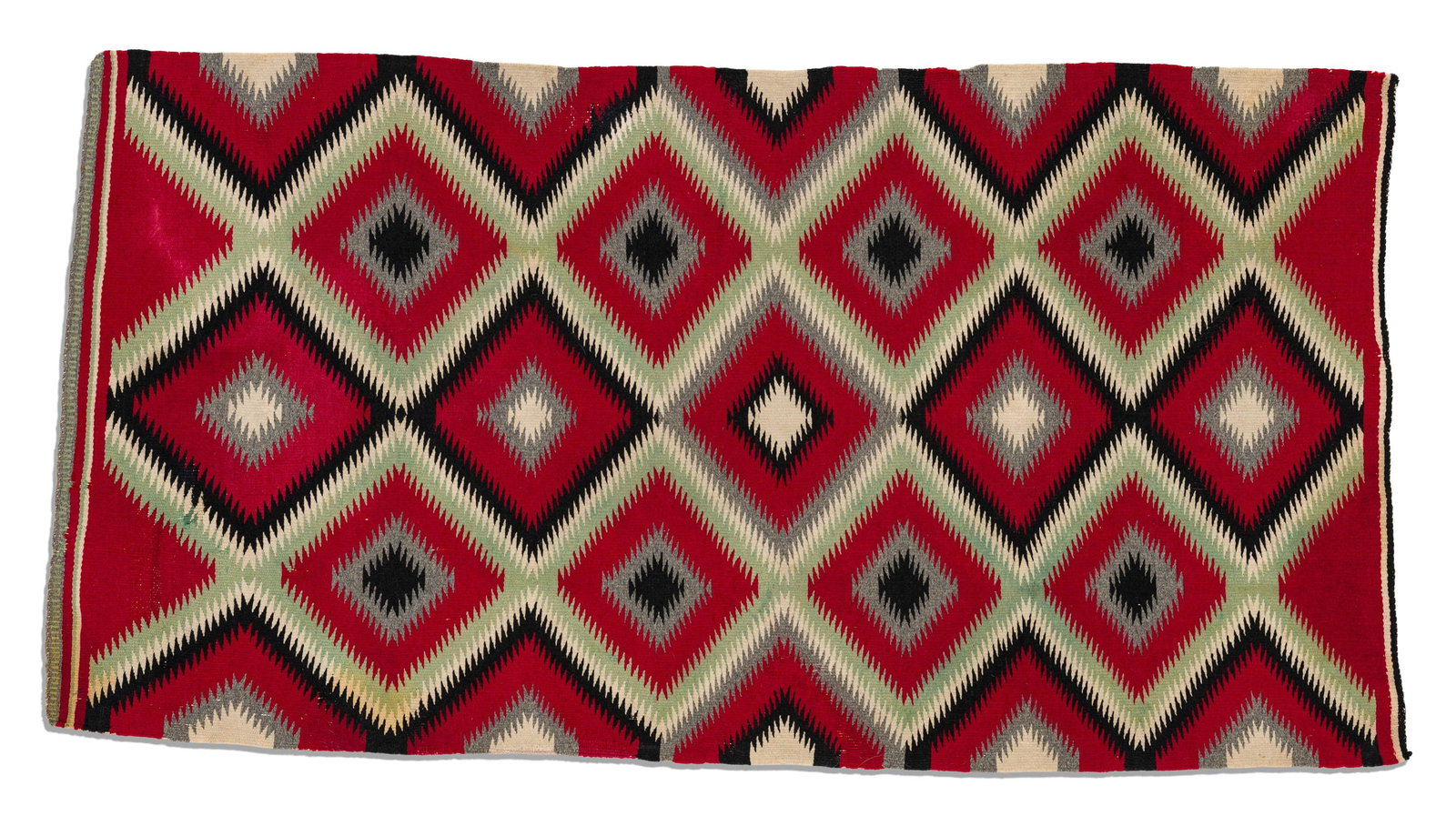 Unknown Artist Navajo Germantown Eyedazzler Rug in Red, Green, Grey and Charcoal, c. 1910 (1 of 3)