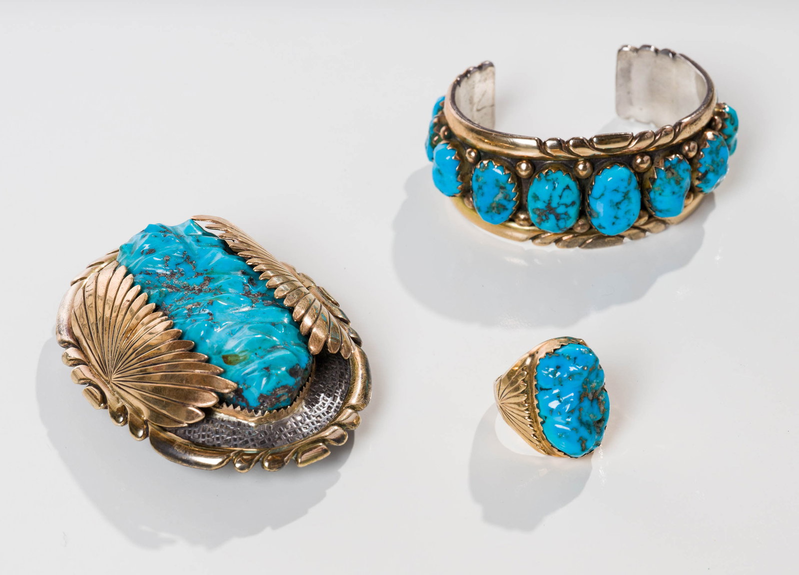 Wayne & Virginia Quam 3-Piece Men's Set (Nugget Cuff Bracelet, Ring, and Buckle) (1 of 3)