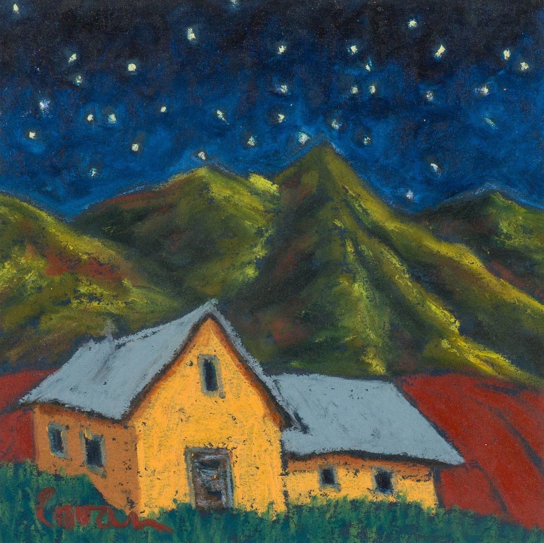 Jennifer Cavan Proud Mountains in the Stars, 2005: Jennifer Cavan (American, b. 1962) Proud Mountains in the Stars, 2005 Pastel on paper 4.5 x 4.5 (in) 10 x 10 x 1.5 (in) Framed Signed Cavan, lower left Signed, dated, and titled with artist's business