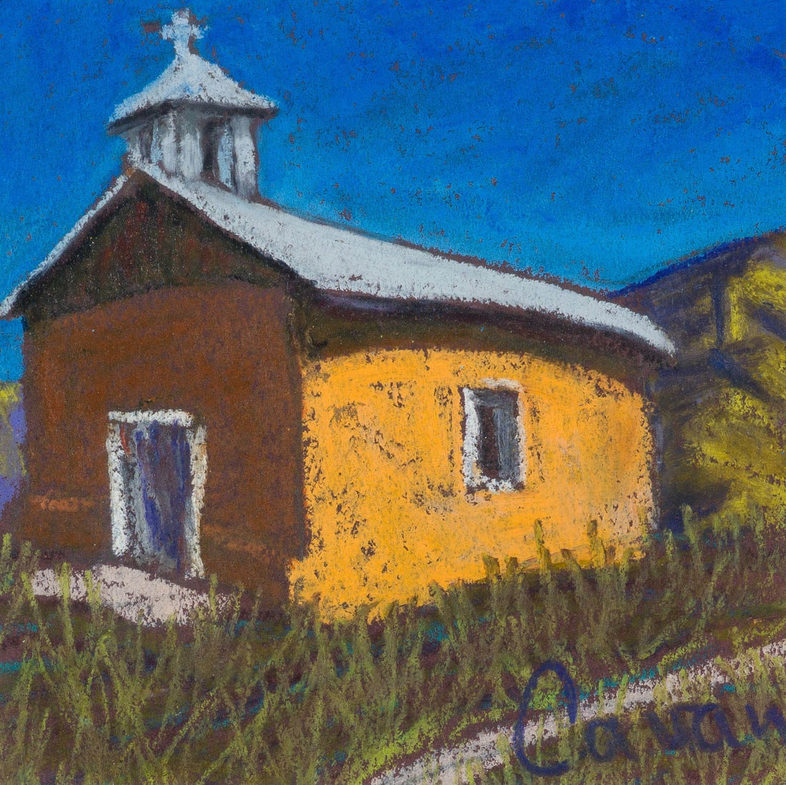 Jennifer Cavan Church Yard, 2006: Jennifer Cavan (American, b. 1962) Church Yard, 2006 Pastel on paper 4.5 x 4.5 (in) 10 x 10 x 1.5 (in) Framed Signed Cavan, lower right Signed, dated, and titled with artist's business card, verso.