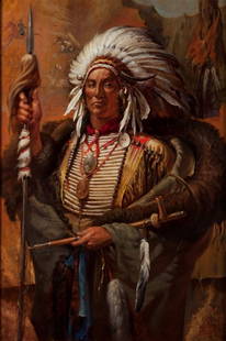 William Ahrendt, "American Horse": Artist: William Ahrendt American b. 1933 Title: American Horse Date: 1988 Media: Oil on canvas Size: 48 x 32 Signed © William Ahrendt, lower right
