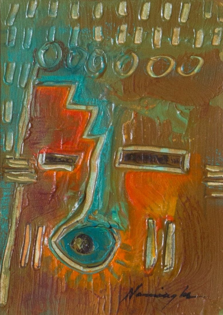 Dan Namingha, Untitled: Dan Namingha (Native American, b. 1950) Untitled Mixed media on paper 7.5 in x 5.5 in Signed Namingha, lower right