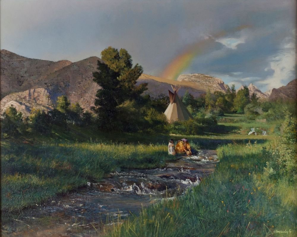 Don Crowley, Rainbow's End: Don Crowley (American, b. 1926) Rainbow's End Oil on canvas 24 in x 30 in Signed © Don Crowley CA, lower right