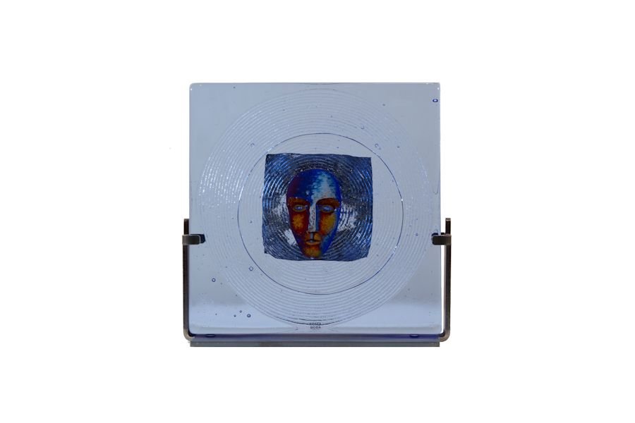 Berteil Vallien, Face: Berteil Vallien (Swedish, b. 1938) Face Glass 8 in x 8 in Signed B Vallien 7090568, bottom