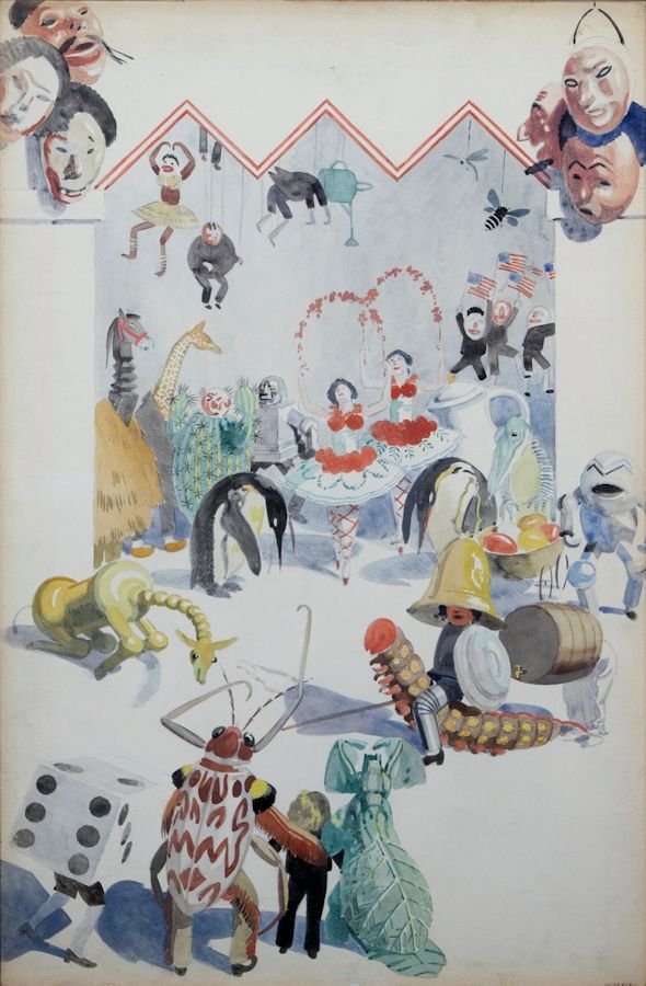 Julius Moessel, Untitled: Julius Moessel (American, 1872-1960) Untitled Watercolor on paper 30 in x 20 in Signed Moessel, lower right