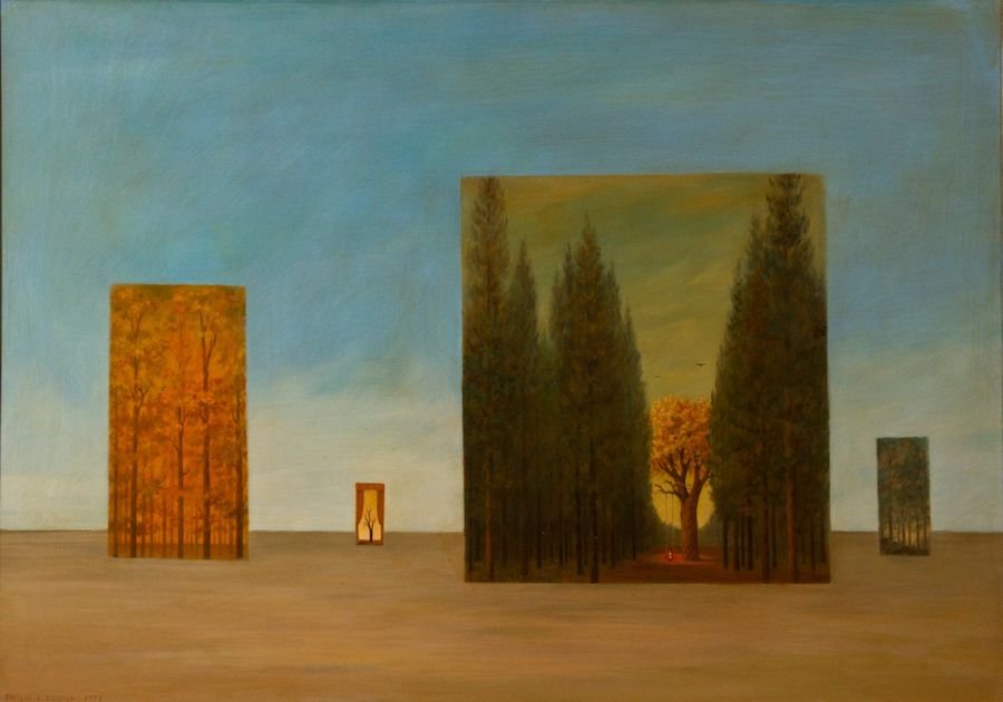 Philip Campbell Curtis, Desert Forest: Philip Campbell Curtis (American, 1907-2000) Desert Forest Oil on board 28 in x 40 in Signed Philip C Curtis 1972, lower left