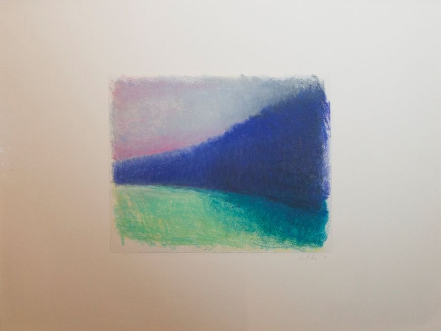 Wolf Kahn, Blue Tree Wall: Wolf Kahn (American / German, b. 1927) Blue Tree Wall Monotype 22 in x 30 in Signed W Kahn 90, lower right