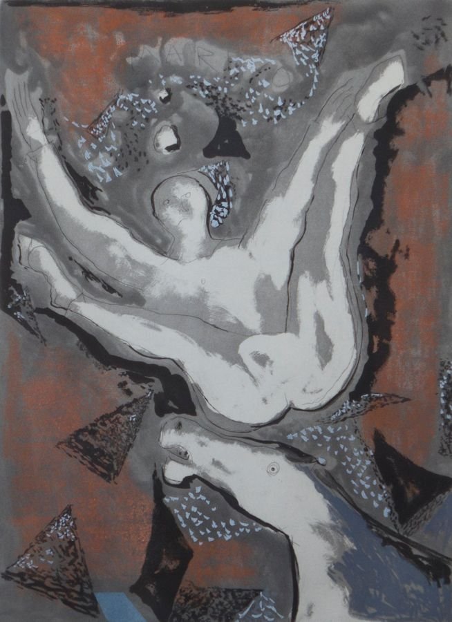 Marino Marini, Giocoliere e cavallo: Marino Marini (Italian, 1901-1980) Giocoliere e cavallo Aquatint Etching ed. 76 of 90 28 in x 22 in Signed Marini in pencil, lower right Image size 19.56" x 14.5".