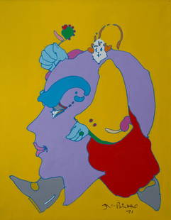 Peter Max  'Self Portrait': Peter Max (American/German, b. 1937) 'Self Portrait' 1971 Acrylic on canvas , 28 x 22 (in). Signed and dated Peter Max 71, lower right.