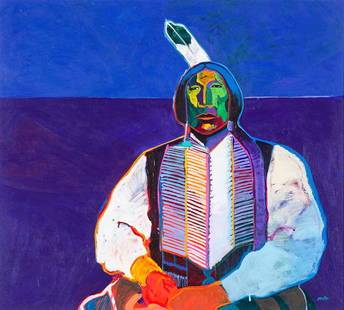 John Nieto (American, b. 1936) 'Kiowa Apache': John Nieto (American, b. 1936) 'Kiowa Apache' Acrylic on canvas ; 36 x 40 (in) Signed Nieto, lower right