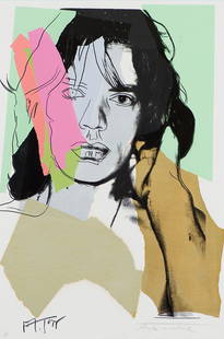 Andy Warhol (American, 1928-1987) 'Mick Jagger (F.&S.: Andy Warhol (American, 1928-1987) 'Mick Jagger (F.&S. II.140)' 1975 Screenprint ed. 107 of 250; 43.5 x 29 (in) Signed in pencil Andy Warhol, lower right; Signed in ink M. Jagger, lower left Provenance