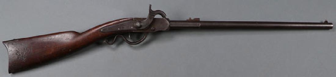 CIVIL WAR GWYN & CAMPBELL TYPE II .52 CALIBER: CIVIL WAR GWYN & CAMPBELL TYPE II .52 CALIBER CARBINE. .52 caliber percussion carbine, 20 inch octagonal-to-round barrel, serial number 2085 (all matching numbers). Two inspector’s cartouches visibl