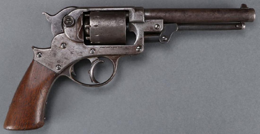 CIVIL WAR STARR MODEL 1858 ARMY DOUBLE ACTION: CIVIL WAR STARR MODEL 1858 ARMY DOUBLE ACTION REVOLVER. Serial no. 770, .44 caliber, 6-inch barrel with standard sight. 6-shot cylinder. Frame marking: “STARR ARMS CO. NEW YORK” and “STARR'S PAT
