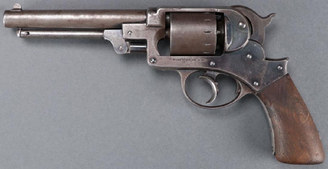 CIVIL WAR STARR MODEL 1858 ARMY DOUBLE ACTION: CIVIL WAR STARR MODEL 1858 ARMY DOUBLE ACTION REVOLVER. Serial no. 111 (matching), .44 caliber, 6-inch barrel with standard sight. 6-shot cylinder. Frame marking: “STARR ARMS CO. NEW YORK” and “