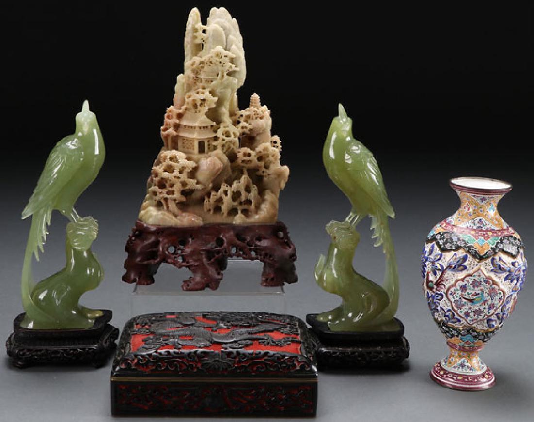 A FIVE PIECE GROUP OF CHINESE DECORATIVE ARTS (1 of 1)