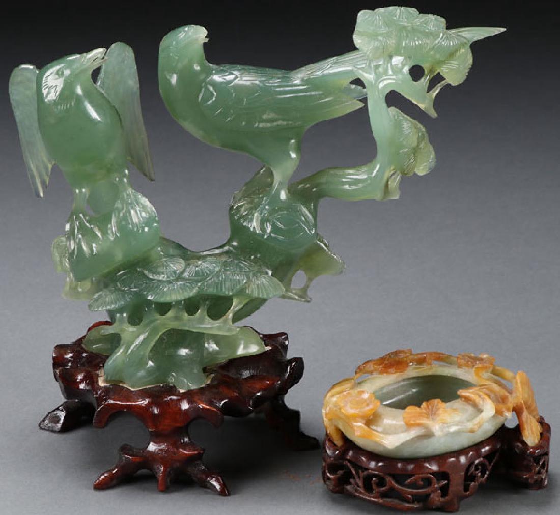 A CHINESE CARVED HARDSTONE AND JADEITE GROUP (1 of 1)