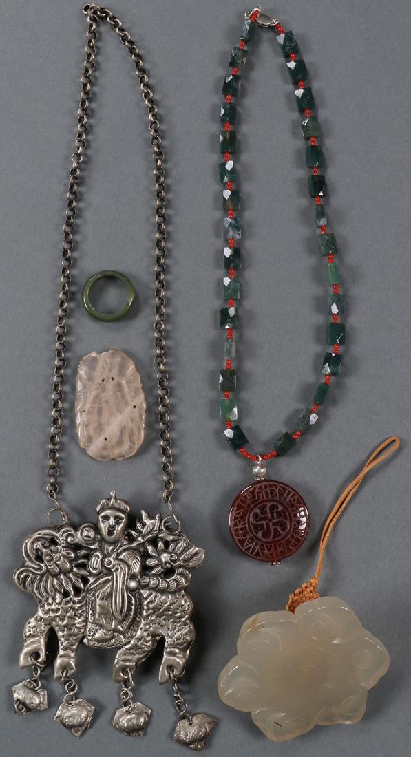 A GROUP OF CHINESE CARVED JADE JEWELRY (1 of 1)
