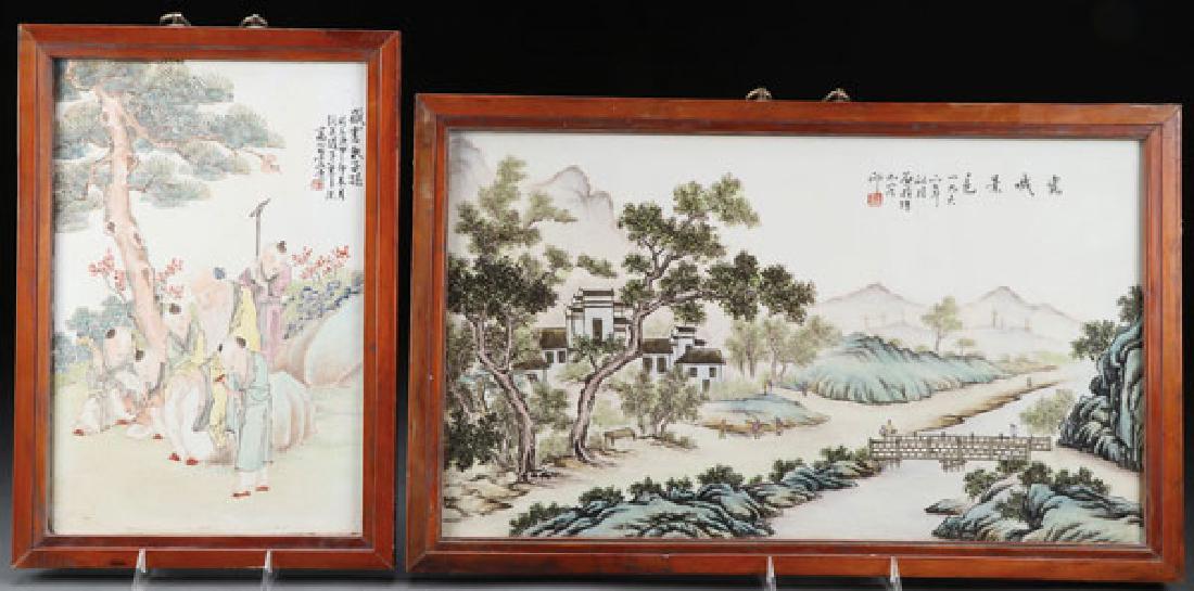 TWO CHINESE FAMILLE ROSE PORCELAIN PLAQUES (1 of 7)