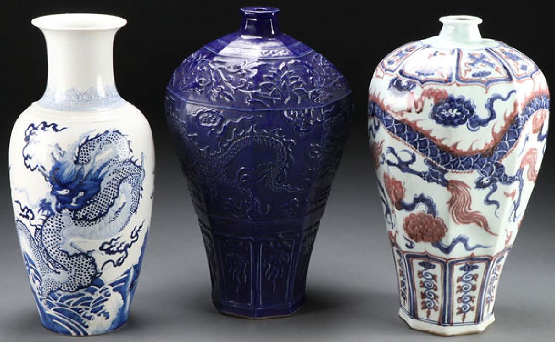 A GROUP OF THREE CHINESE PORCELAIN FLOOR VASES (1 of 1)