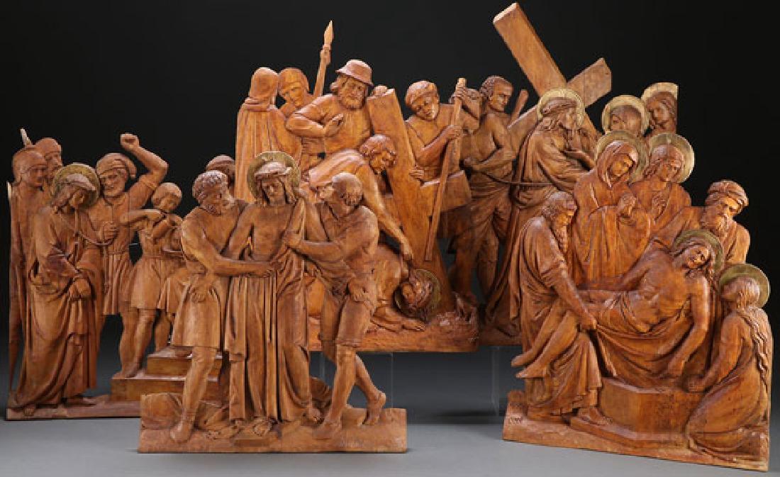 5 RELIEF CARVED WOOD PANELS OF THE PASSION (1 of 4)