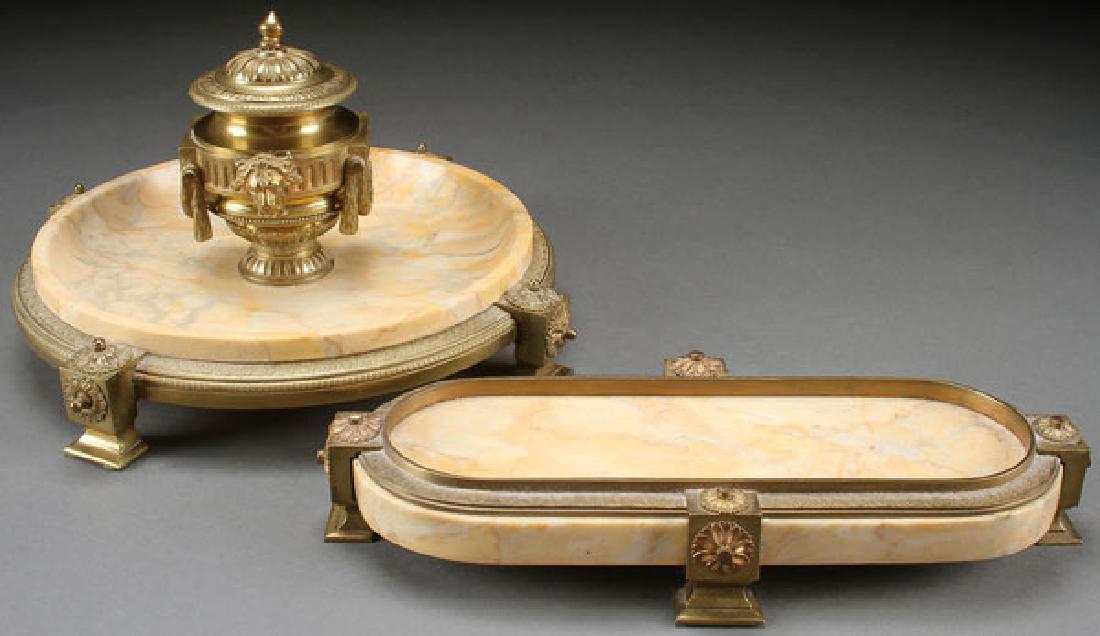 A FRENCH NEO-CLASSIC GILT BRONZE AND MARBLE DESK (1 of 1)