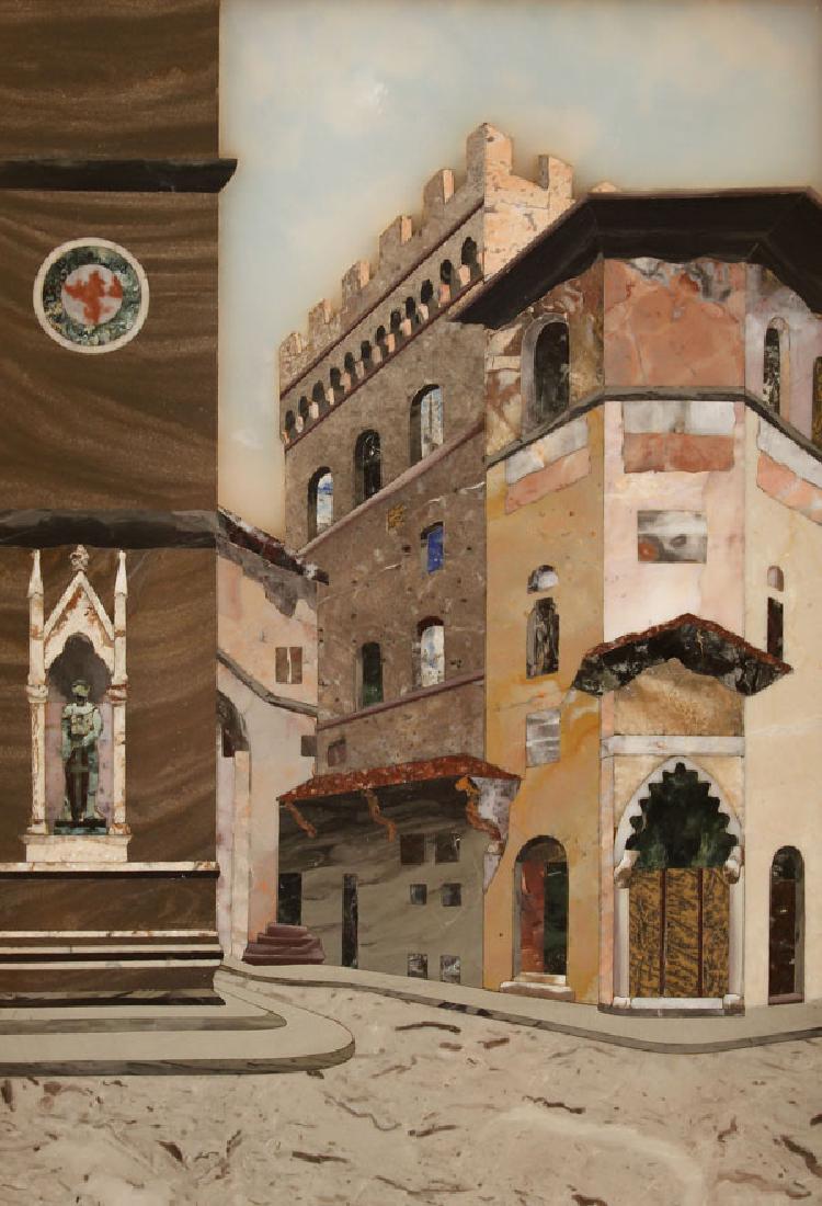 AN ITALIAN MARBLE MOSAIC SCENIC PLAQUE (1 of 2)