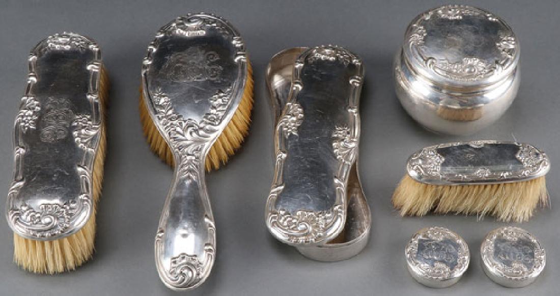 A SIX PIECE STERLING SILVER DRESSER SET (1 of 1)