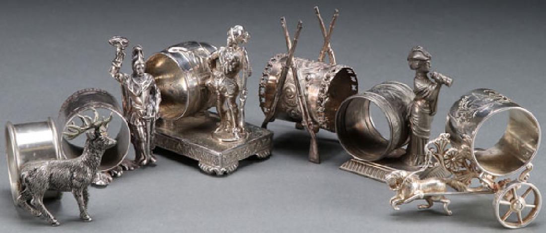 SIX VICTORIAN SILVER PLATE FIGURAL NAPKIN RINGS (1 of 1)