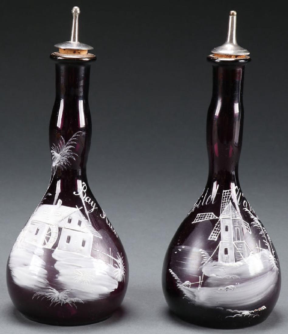 VICTORIAN ENAMELED GLASS BARBER BOTTLES (1 of 1)