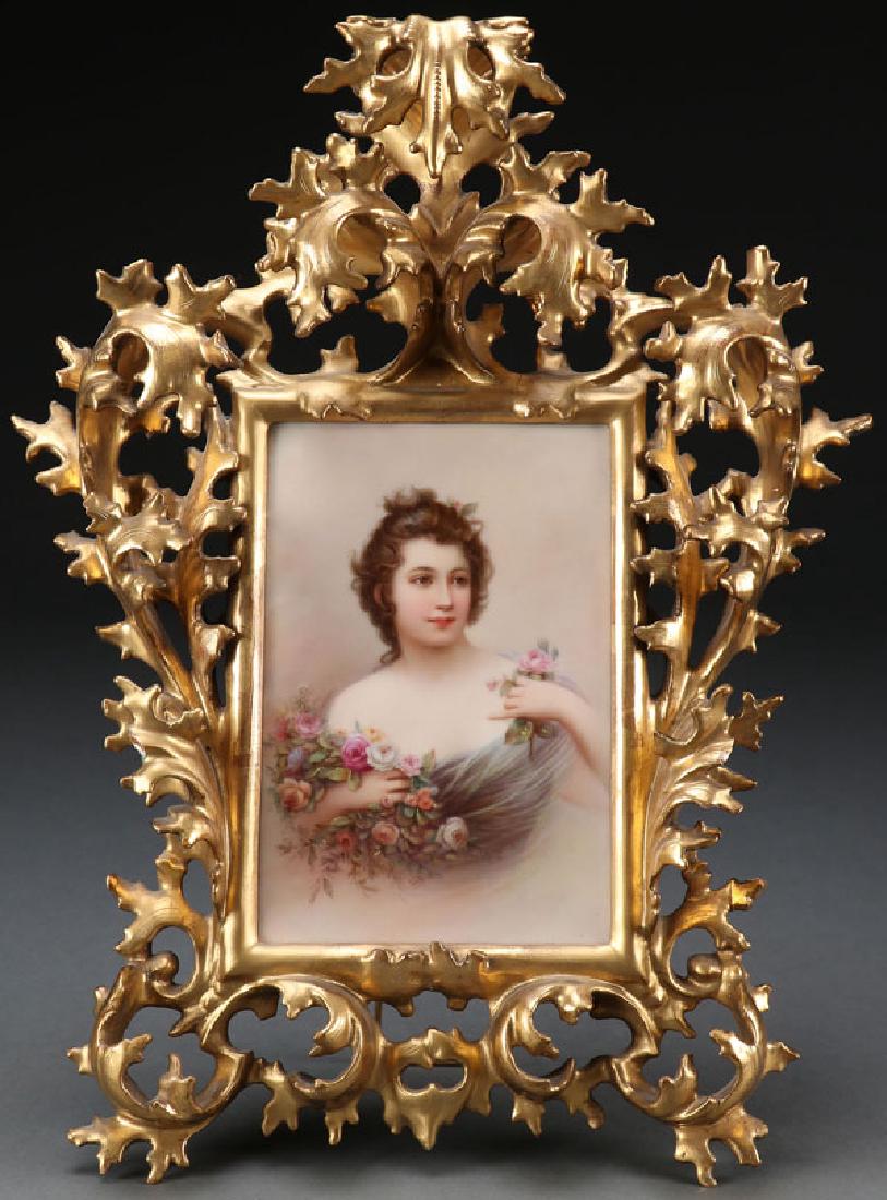 GERMAN HAND PAINTED PORCELAIN PORTRAIT PLAQUE (1 of 1)