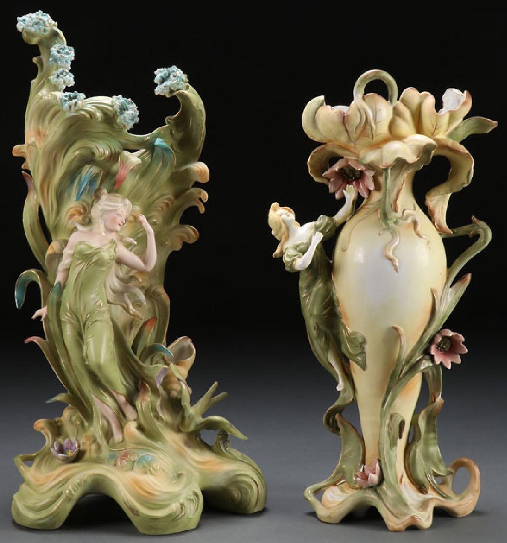 A PAIR OF ART NOUVEAU SAXONY PORCELAIN VASES (1 of 1)
