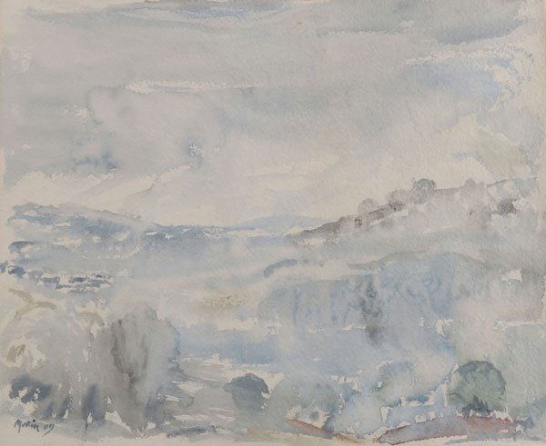 ORIGINAL JOHN MARIN WATERCOLOR WITH GREAT PROVENANCE: JOHN MARIN(American 1870-1953)Spring Valley of the Morin, France - 1909Watercolor on paperSigned and dated lower left 'Marin 09'. Verso with paper dust cover displaying original typed Photo-Secession