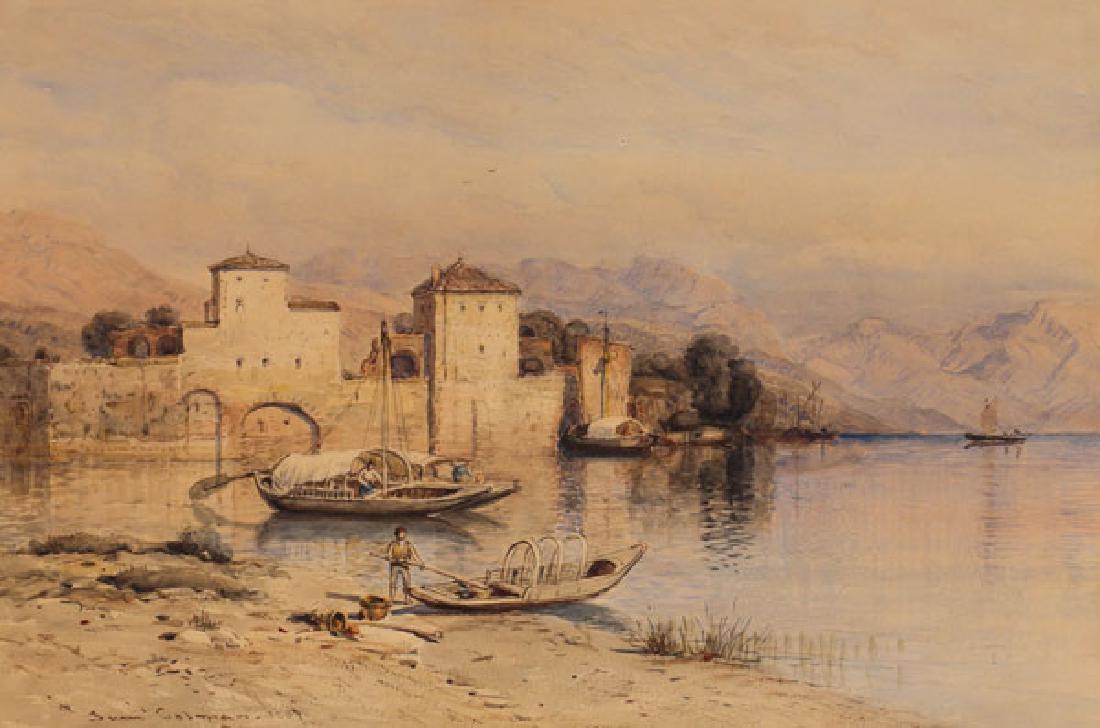 SAMUEL COLMAN WATERCOLOR - NOTMAN COLLECTION: SAMUEL COLMAN(American 1832-1920)On Lake Lugarno, Italy - 1887Watercolor on paperSigned and dated lower left13.5 inches x 20.5 inches Provenance:American Art Galleries, New York auction