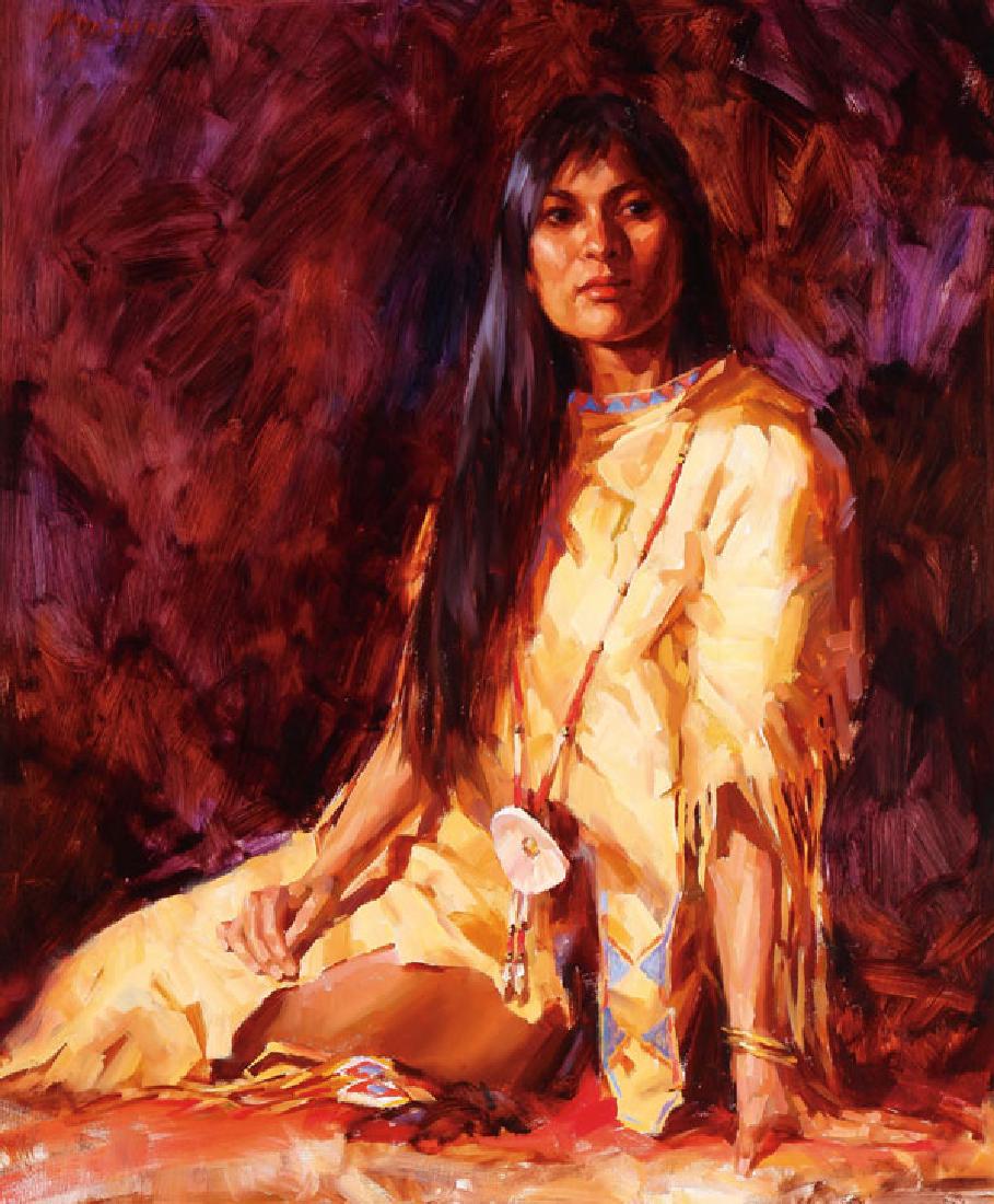FINE MIKE DESATNICK NATIVE AMERICAN OIL PAINTING (1 of 4)