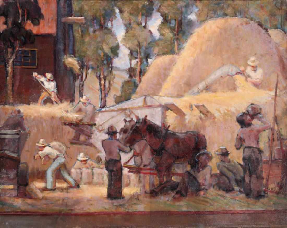 GREAT WPA STYLE PAINTING OF MURAL STUDY CIRCA 1930 (1 of 2)