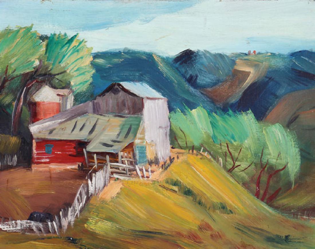 A PAIR OF DEWEY ALBINSON AMERICAN OIL PAINTINGS (1 of 8)