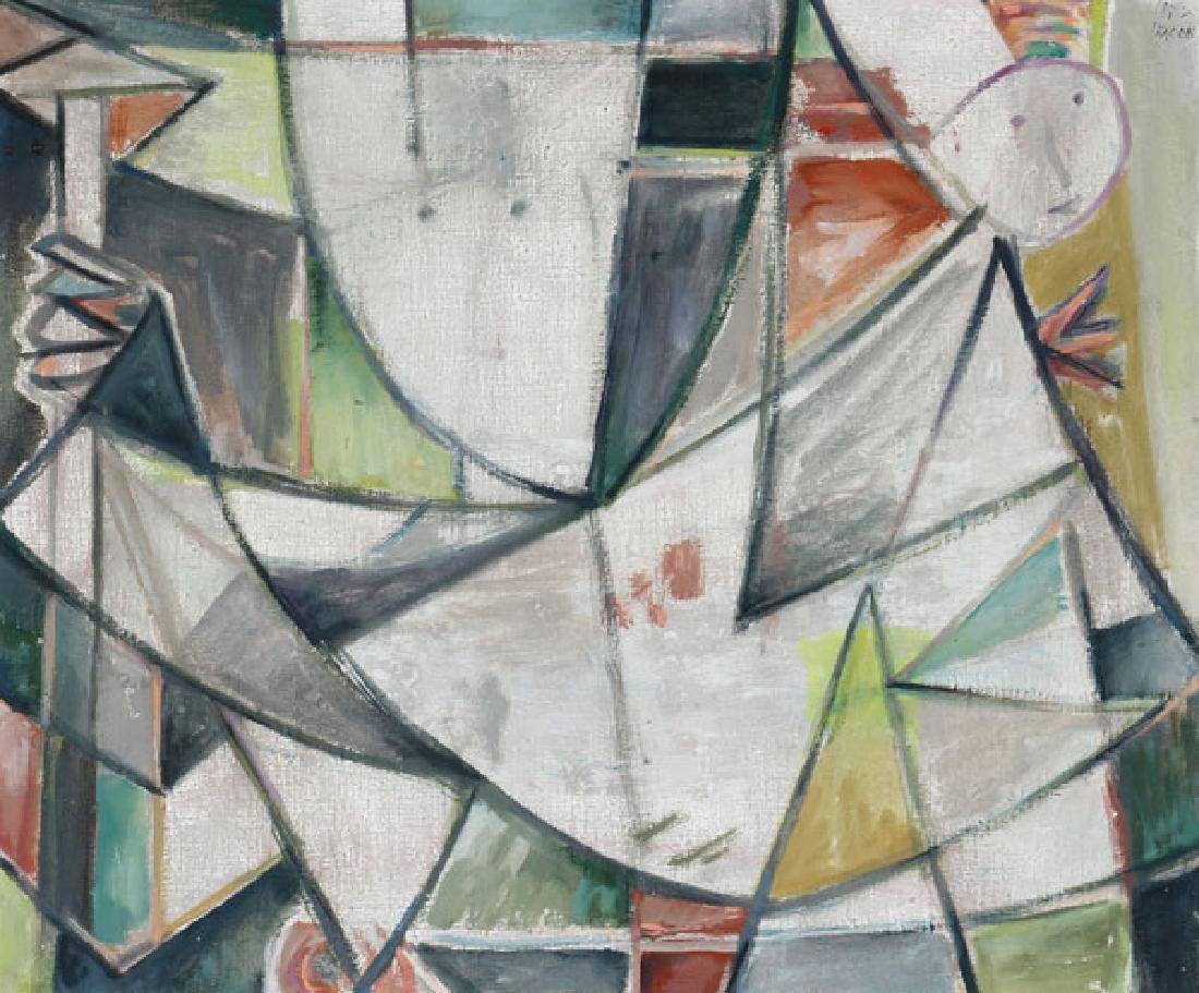 ABSTRACT OIL PAINTING SIGNED BACON CIRCA 1950'S (1 of 4)