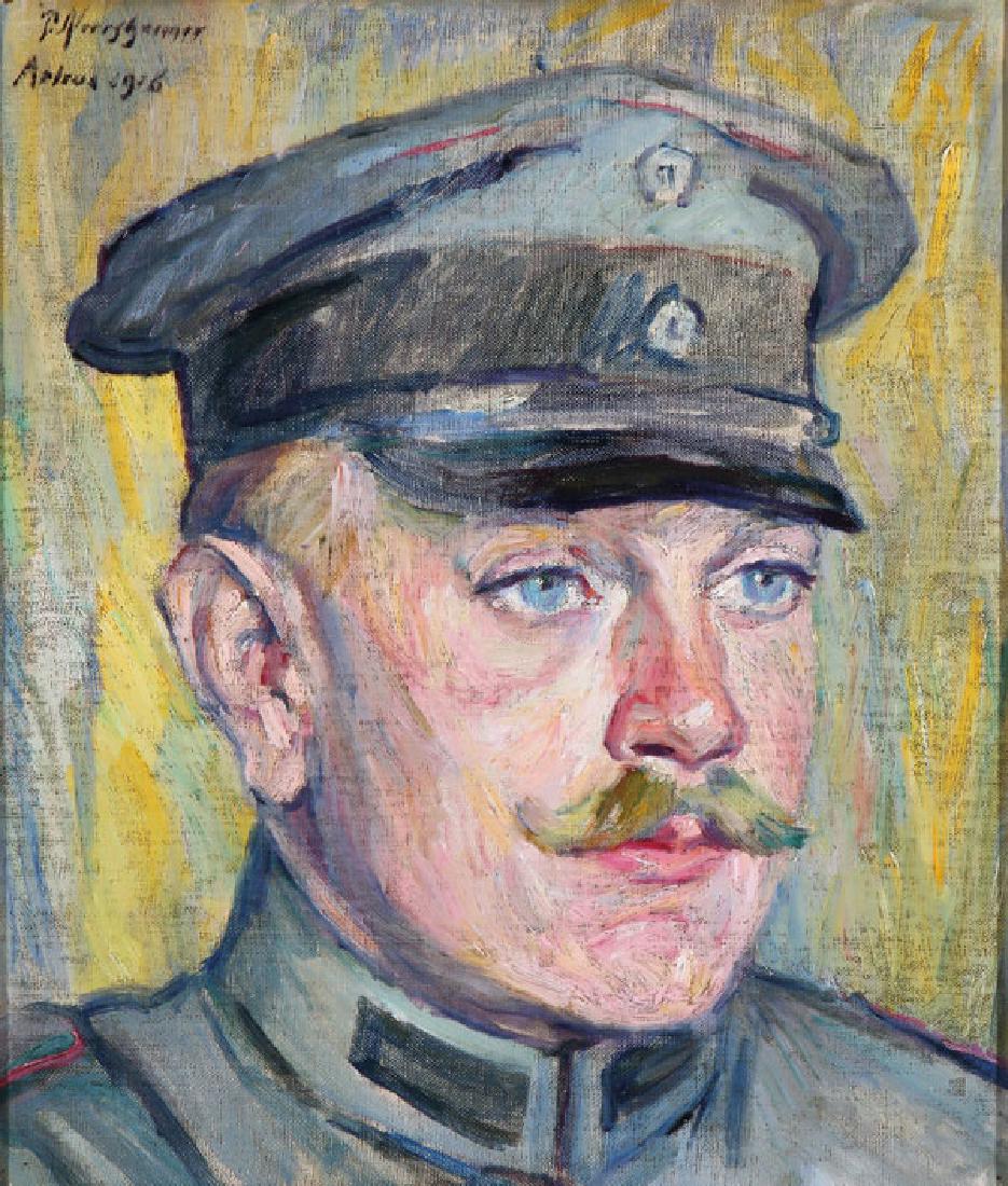 SIGNED GERMAN SOLDIER PORTRAIT PAINTING DATED 1916 (1 of 4)