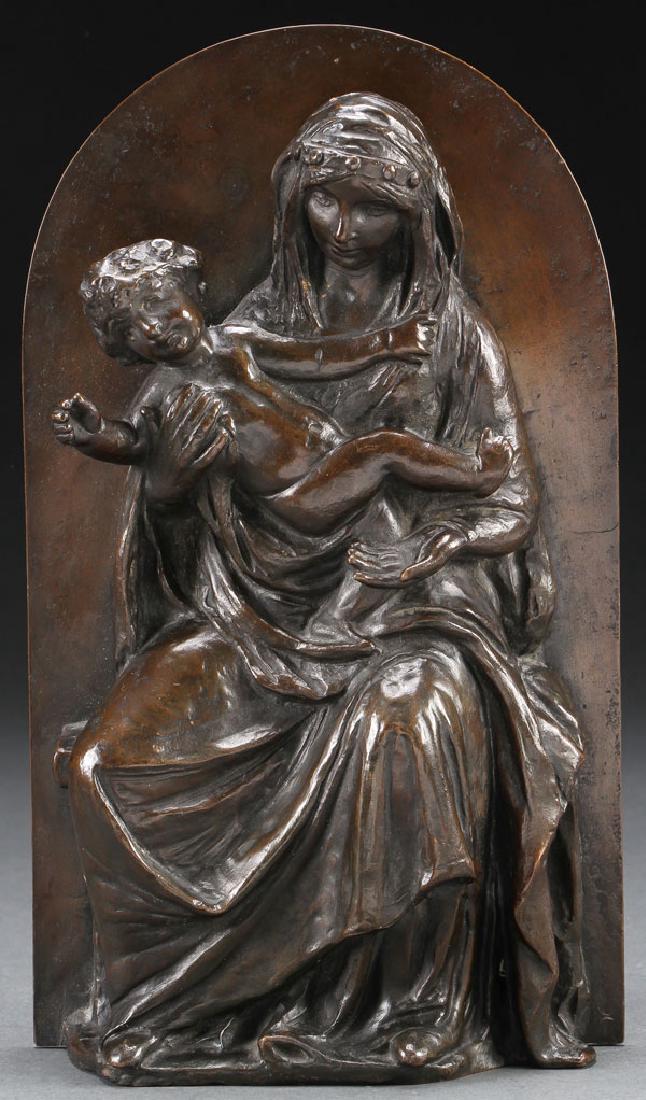 AN ATTRACTIVE PATINATED BRONZE FIGURAL GROUPING (1 of 1)