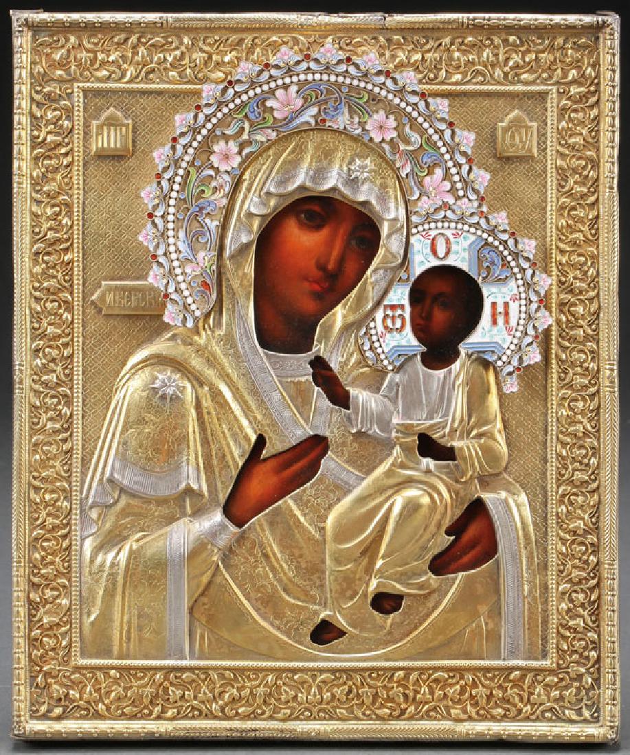 A RUSSIAN ICON OF THE IVERSKAYA MOTHER OF GOD (1 of 4)
