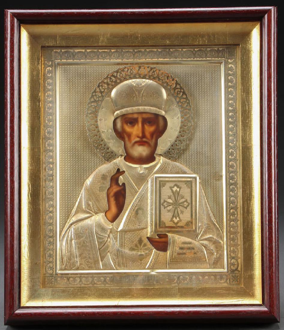 A RUSSIAN ICON OF SAINT NICHOLAS, 1ST ARTEL (1 of 3)