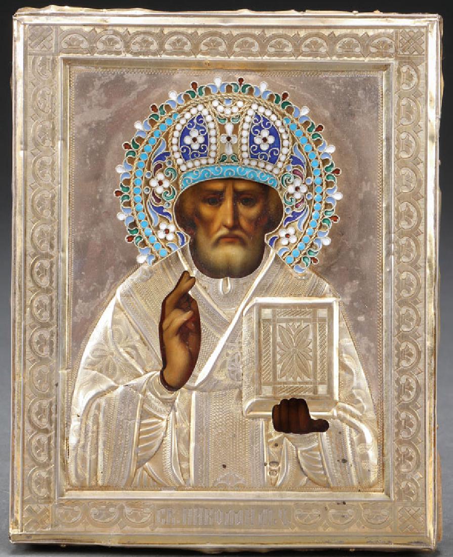 A RUSSIAN ICON OF ST. NICHOLAS, CIRCA 1900 (1 of 2)